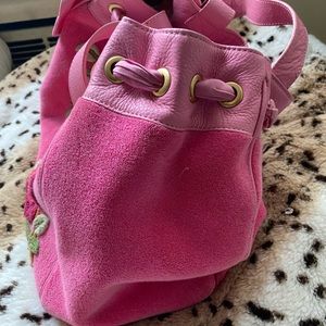 Juicy Couture Pink embroidered velour tote. Excellent condition.
